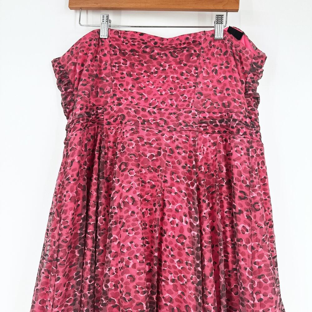 Betsey Johnson X Torrid Pink Tulle Leopard Midi Dress Size 16 Punk Grunge Alt - Picture 7 of 11